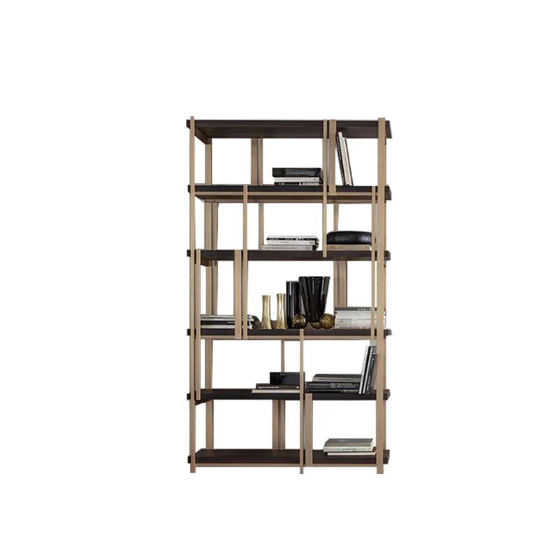 Luxury Designs Study Room Steel Frame Wooden Book Shelf Bookcase