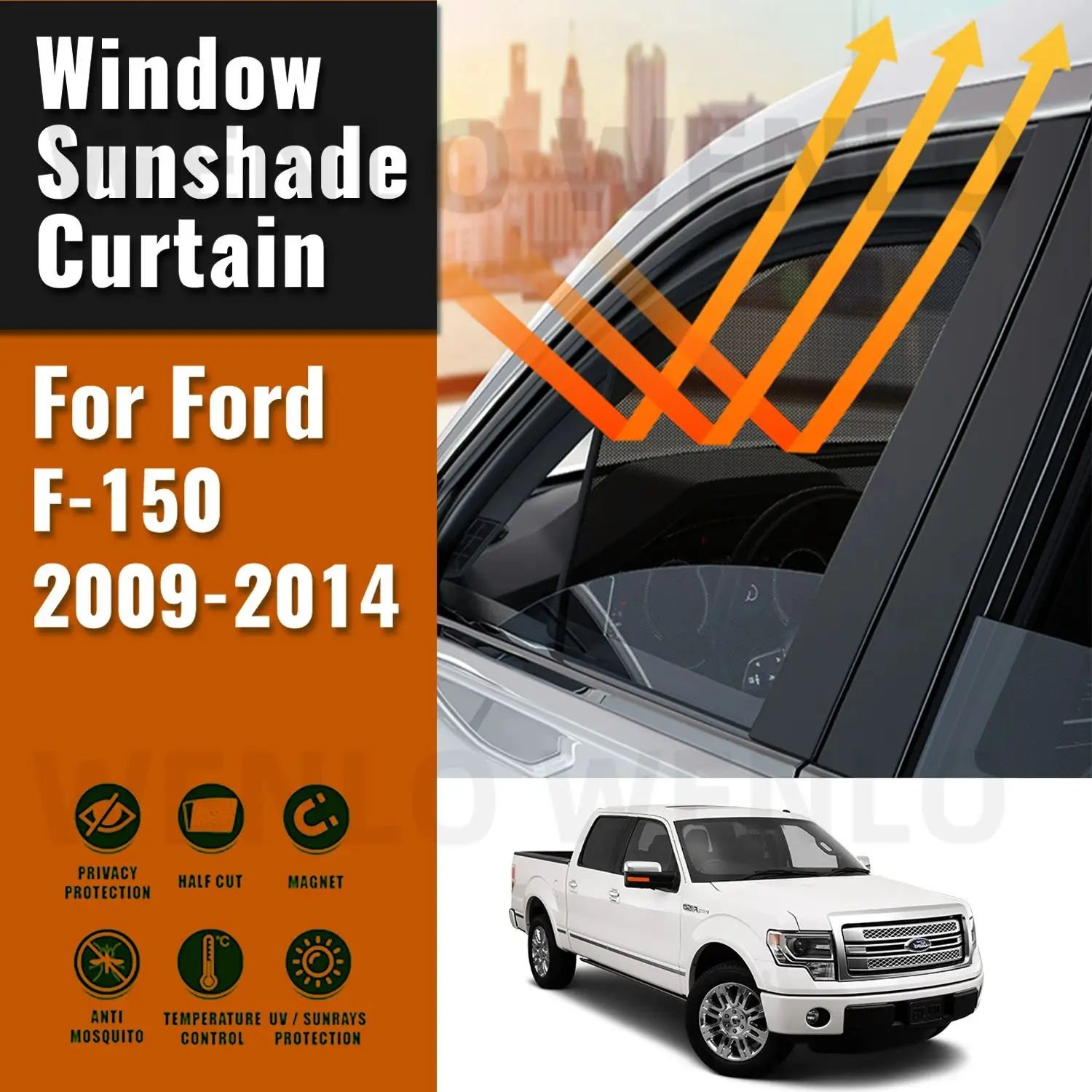 

For Ford F-150 2014 2013 2012 2011 2010 2009 Car Sunshade Shield Front Rear Windshield Curtain Side Baby Window Sun Shade Visor