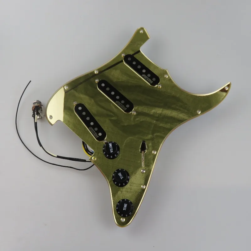 Prewired Wilkinson SSS Pickguard Gold Mirror Aluminum Loaded Pickguard Single Coil Pickups Assembly for ST Str/at Guitar
