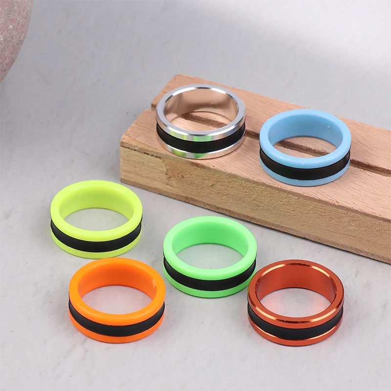 1/2 قطعة خط الصيد مجتذب المضادة للانزلاق المطاط حلقة المحمولة خط سحب حلقة سبائك الألومنيوم الصيد معالجة أداة معدات صيد الأسماك