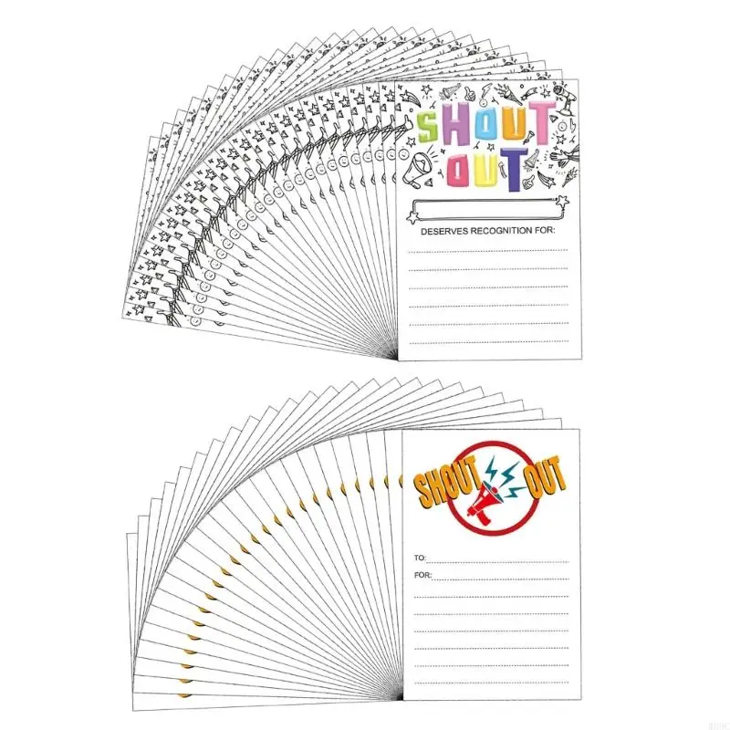 W89C 25 Counts Fun Shout Out Cards Recognition Reward Cards 4x6Inch Reward Cards For Students Teachers Employees Office Staff