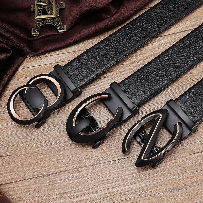 Herren gürtel Mode Legierung automatische Schnalle Gürtel Business lässig Echt leder Herren gürtel Luxus hochwertige Taille Band 3,5 cm – Detail 3