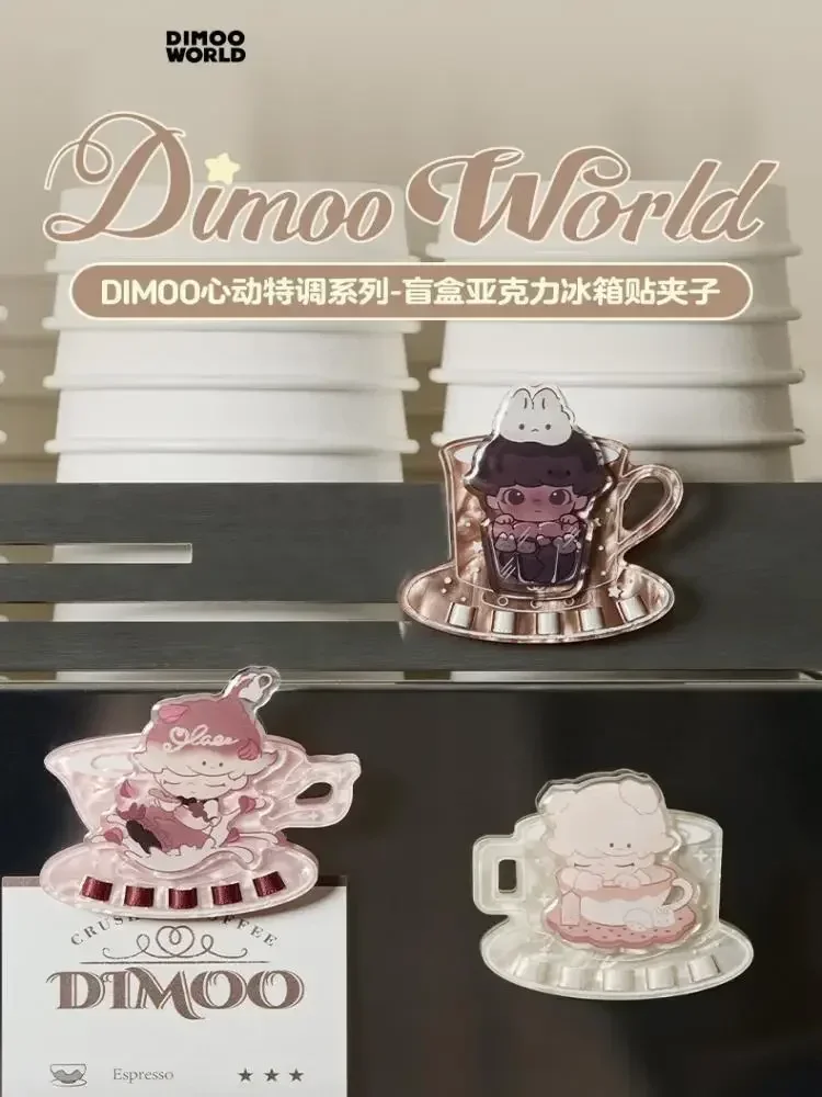 

POP MART Dimoo Fridge Magnets Clip Series Crush on Coffee Genuine Blind Box Mystery Kawaii Ornaments Figurines for Home Decor