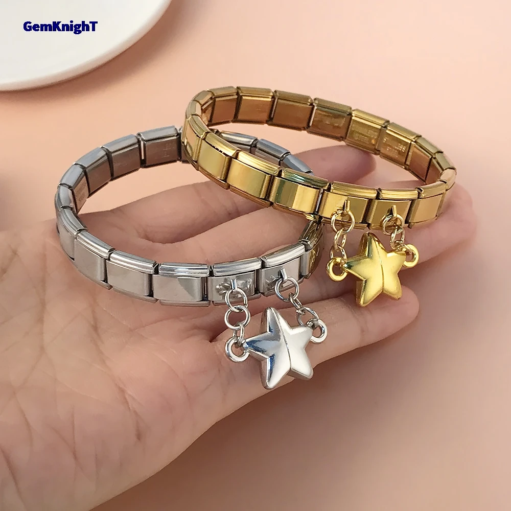 Abnehmbare sternförmige magnetische Anziehung italienischer Charm-Link für 9 mm DIY-Herstellung von Perlen, modischer Edelstahl-Armband-Schmuck – Detail 3