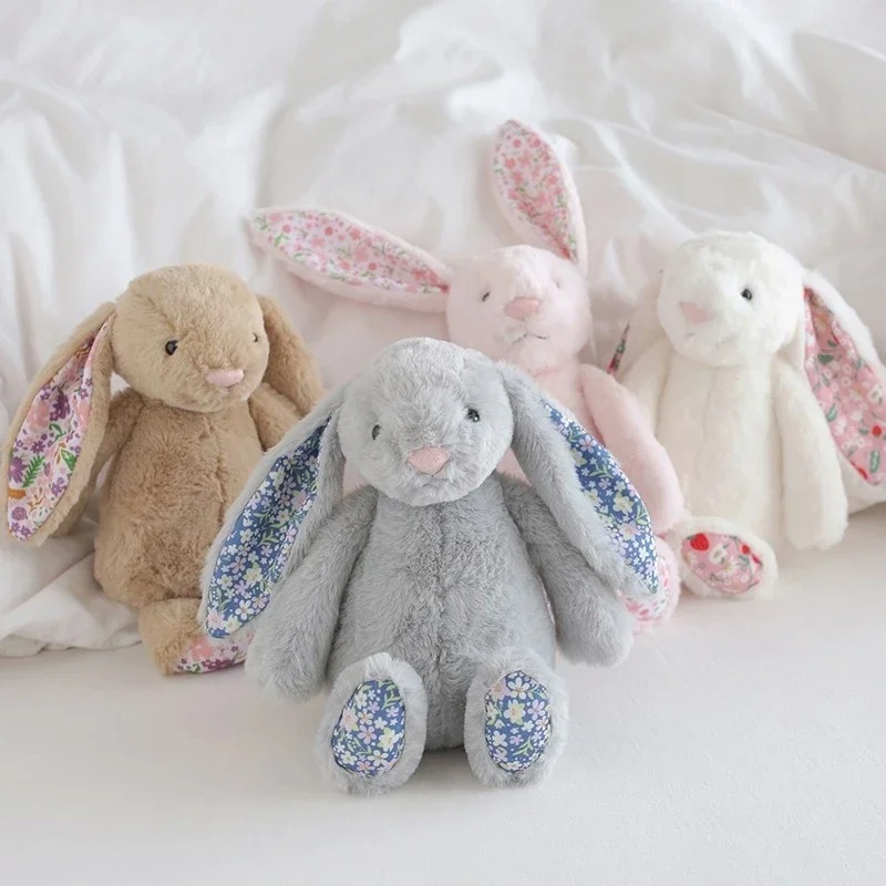 30cm dos desenhos animados macio coelho de páscoa brinquedo de pelúcia bonito floral bonnie coelho plushies pelúcia coelho animal boneca decoração do quarto das crianças
