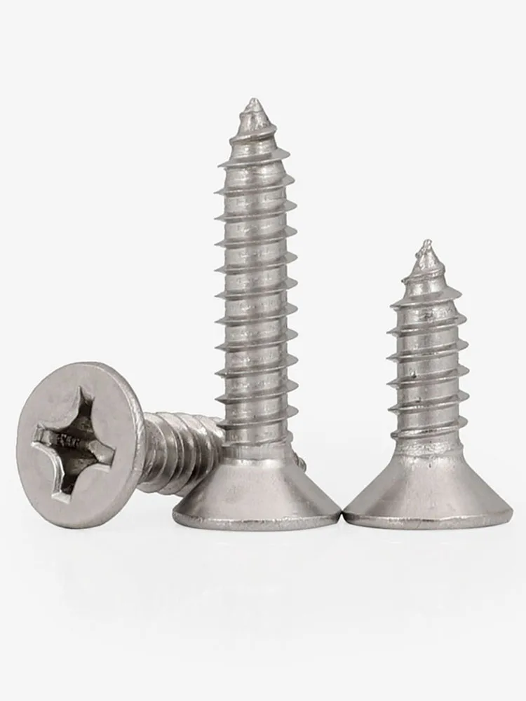 M2 M2.2 M2.6 M3 M3.5 M4 M5 M6 316 Stainless Steel A4 Cross Phillips Flat Countersunk Head Self Tapping Wood Screw