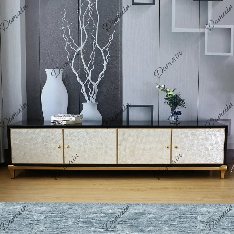 Sc American Style Living Room Clam Shell Solid Wood Coffee Table TV Cabinet Sideboard Buffet Cabinet Luxury Decor