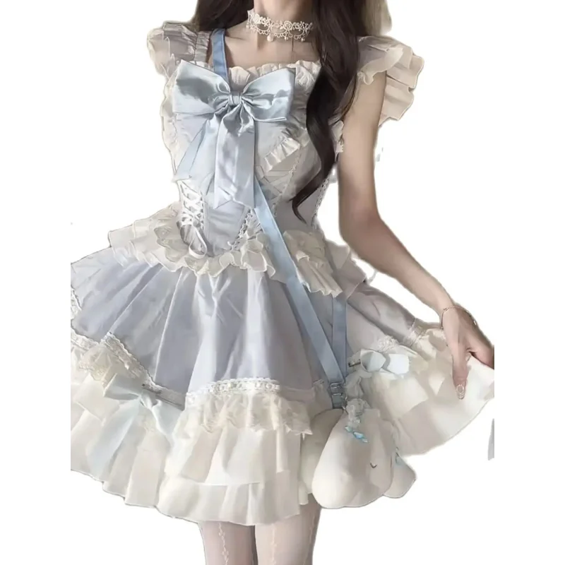 Vestido de princesa lolita para mujer, nuevo diseño original de Japón, dulce pajarita, boda, Verano