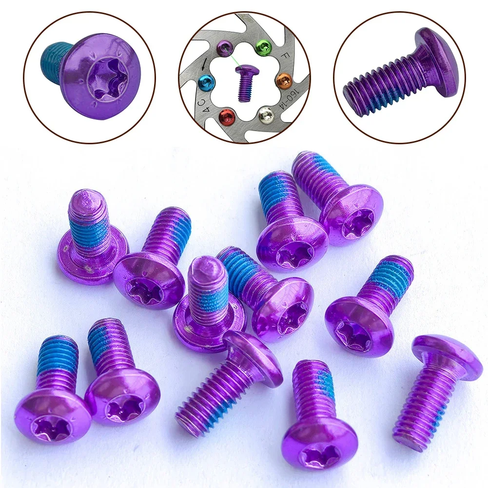 

Bicycle Component Repair Kit Pack of Twelve Purple M5 x Ten Millimeter TORX Disk Brakes with High Carbon Steel Construction