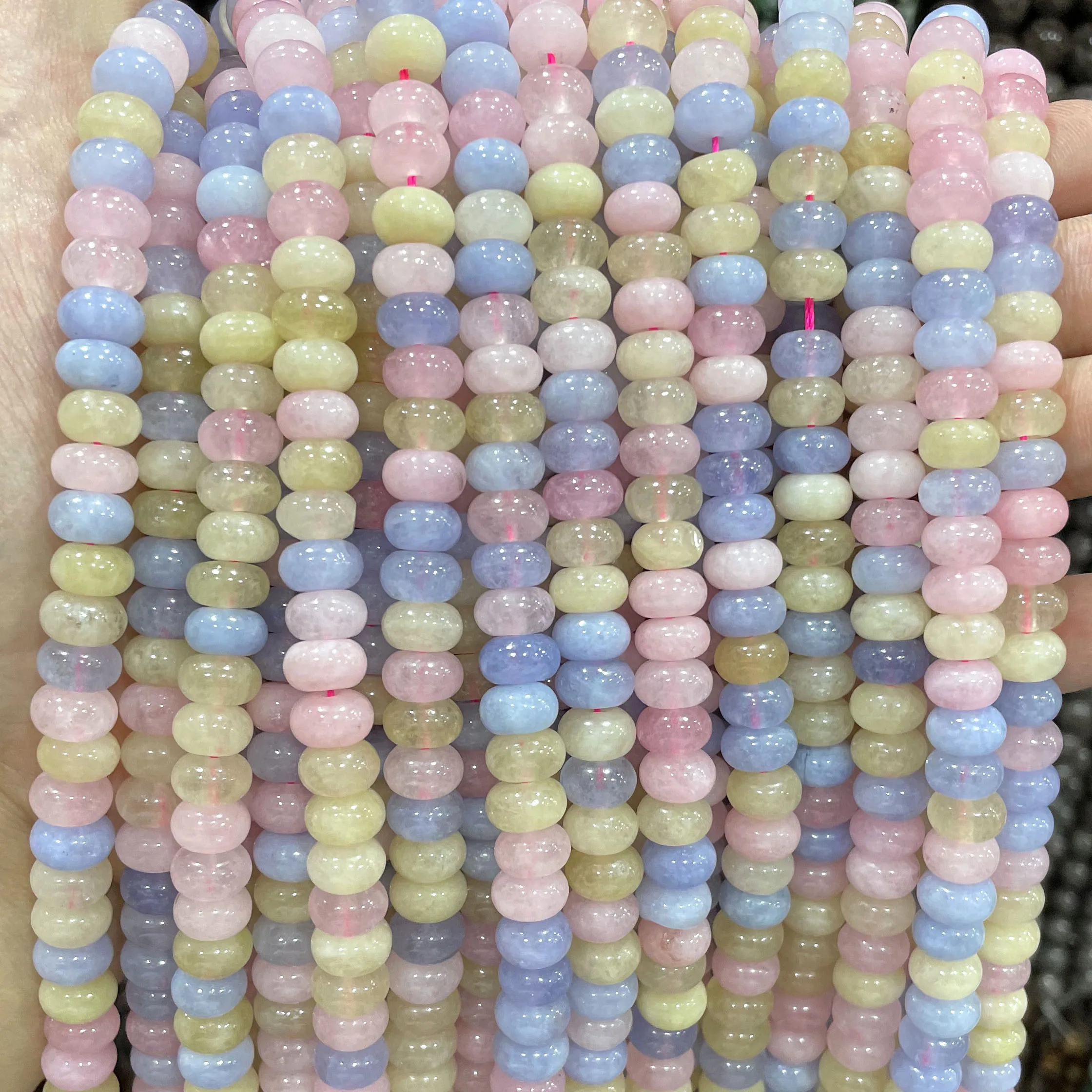 Natural Stone Colorful Morganite Jades Chalcedony Rondelle Spacer Beads For Jewelry Making DIY Bracelet Necklace Accessories