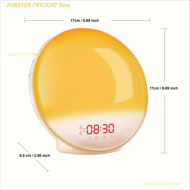 ساعة منبه لشروق الشمس، ساعة إضاءة للاستيقاظ، ساعة رقمية تناظرية لشروق الشمس/غروب الشمس، وظيفة الغفوة، ضوء ليلي، ساعة مكتب راديو Fm #3
