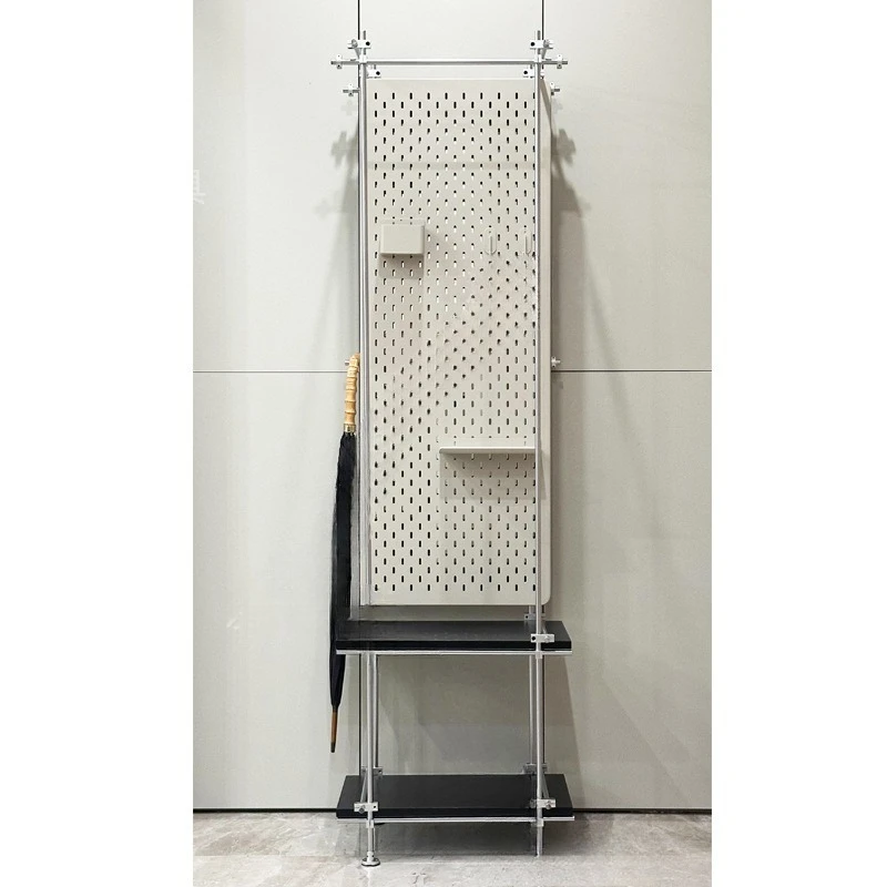 رف معطف ذو محور بصري من الفولاذ المقاوم للصدأ، لوحة ثقب من الأرض إلى السقف، شماعة غرفة النوم، تخزين مرحاض #1