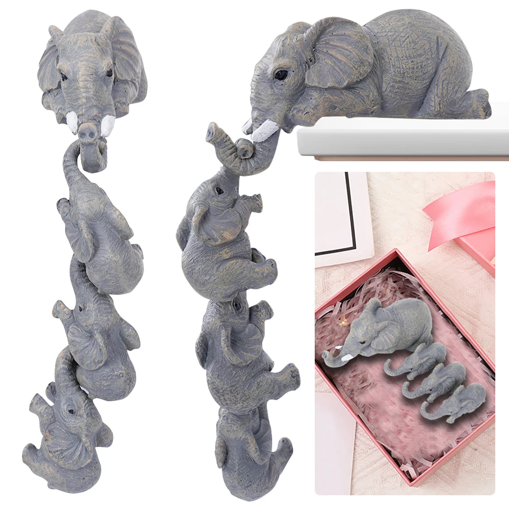 4 teile/satz Elefant Regal Sitter hängen am Rand eines Regals oder Tisch Harz niedlichen Elefanten Dekor Statue für Wohnkultur Geschenk