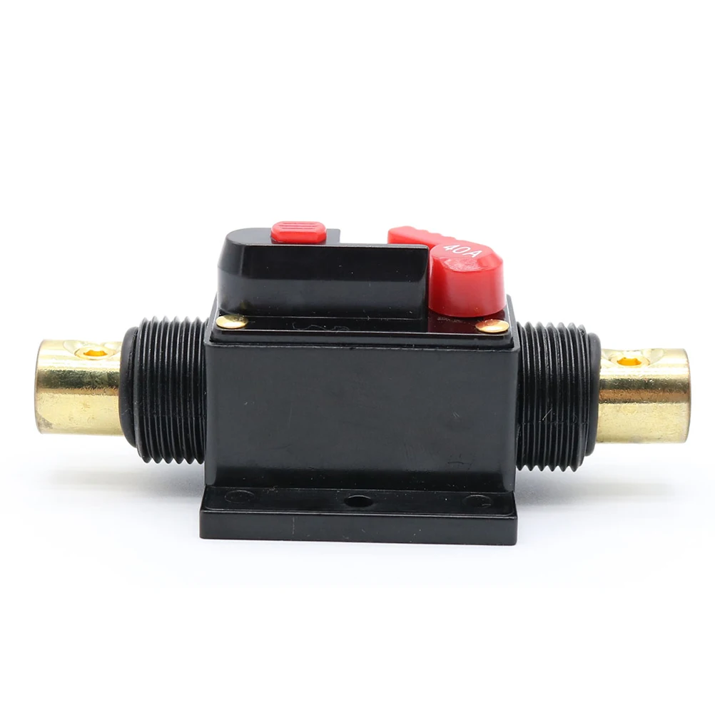 

40A Audio Circuit Breaker Resettable Auto Car Boat RV 12V 24V 32V Overcurrent Protection 4 Gauge 8mm Wire Self-Resetting DC