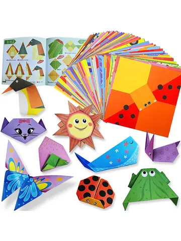 Origami Kit 30/96 Sheets Origami Paper Craft Guiding Book DIY Art Craft Projects Supplies for Beginners Children Kids Boys Girls
