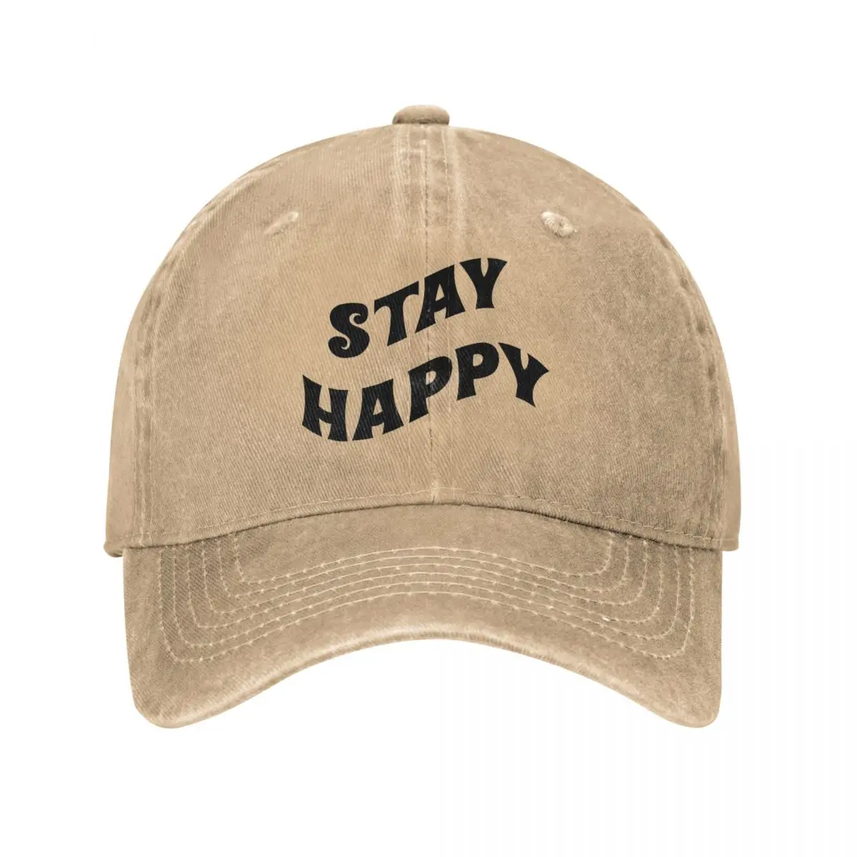 Stay Happy Denim Baseball Cap black text quote Outdoor Sport Trucker Dad Hat Spring Men Women y2k Funny Design Snapback Cap