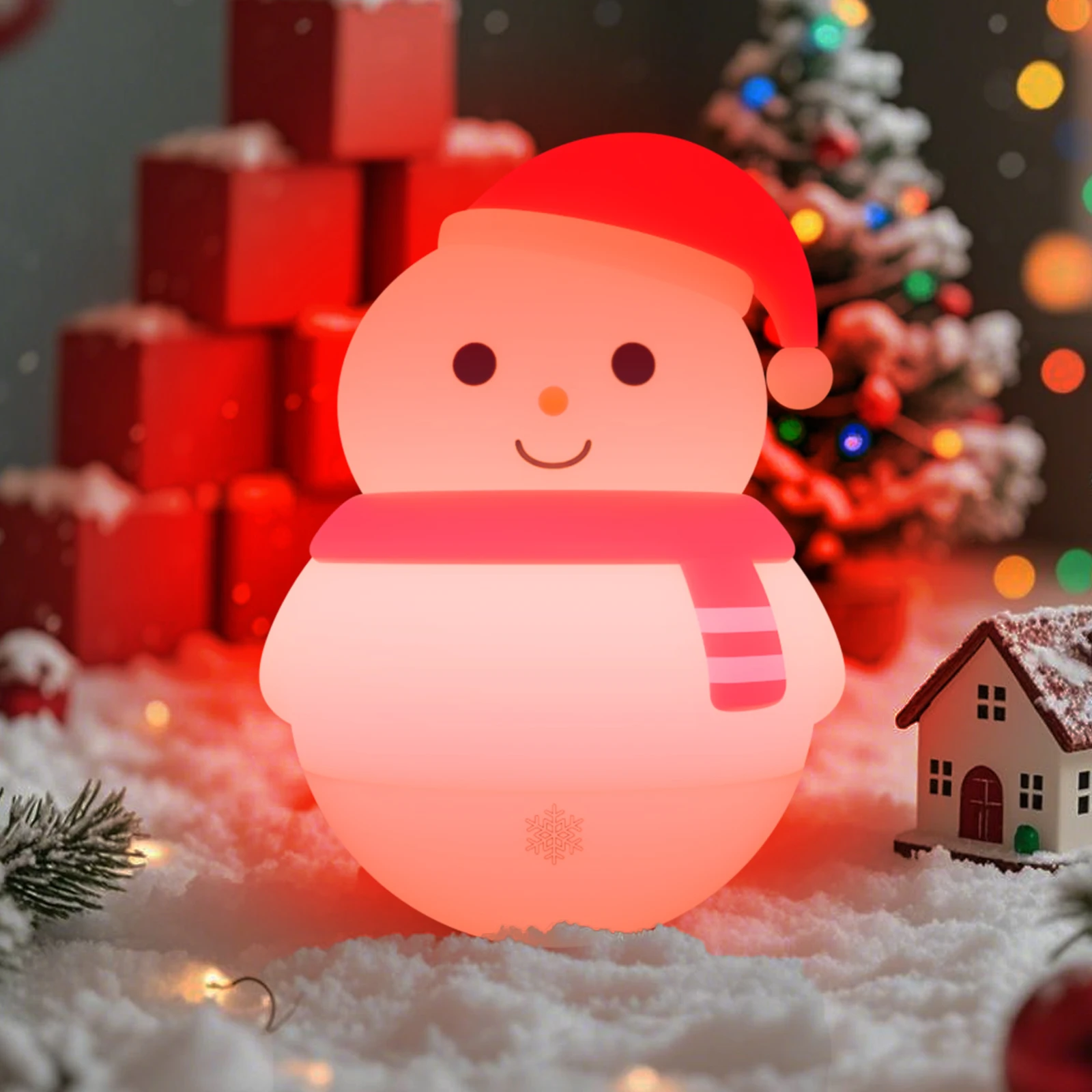 Portable Tips-Resistant Soft Silicone Snowman Shaped Night Light - Tumble down but Never Fall over