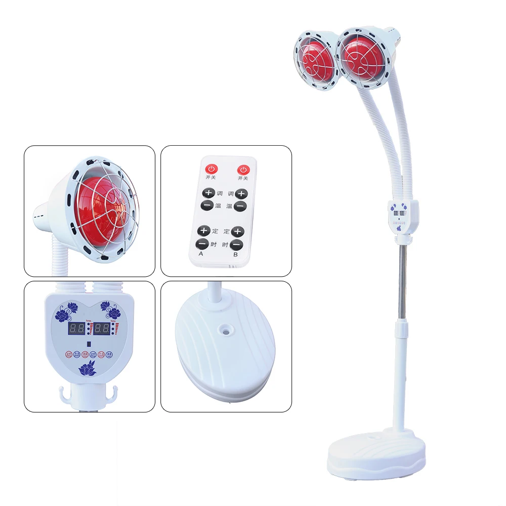 

Double Headed Infrared Heat Lamp Heat Lamp Pain Relief Lamp Therapy Lamp with Remote, Wheels - Gift for the Elderly