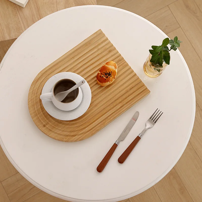 Vassoio di legno di bambù Ins vento semplice increspatura dell'acqua vassoio di bambù pieno bordo creativo dell'onda fotografia sfondo puntelli bordo decorativo