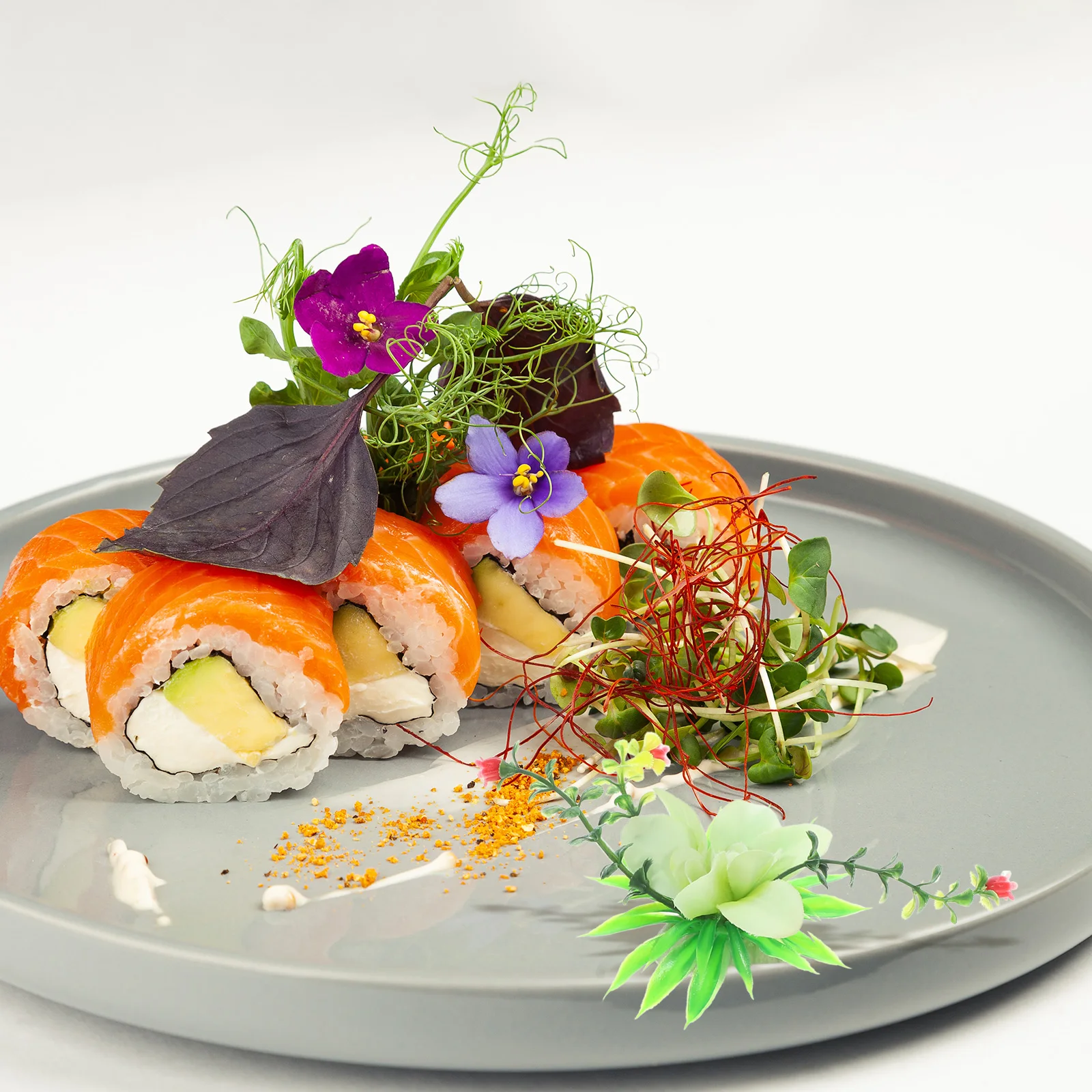 

10Pcs Sushi Plate Sashimi Decorations PVC Artificial Flower Ornaments Sturdy Practical for Hotel Cafe Bar Use Hotel Supplies