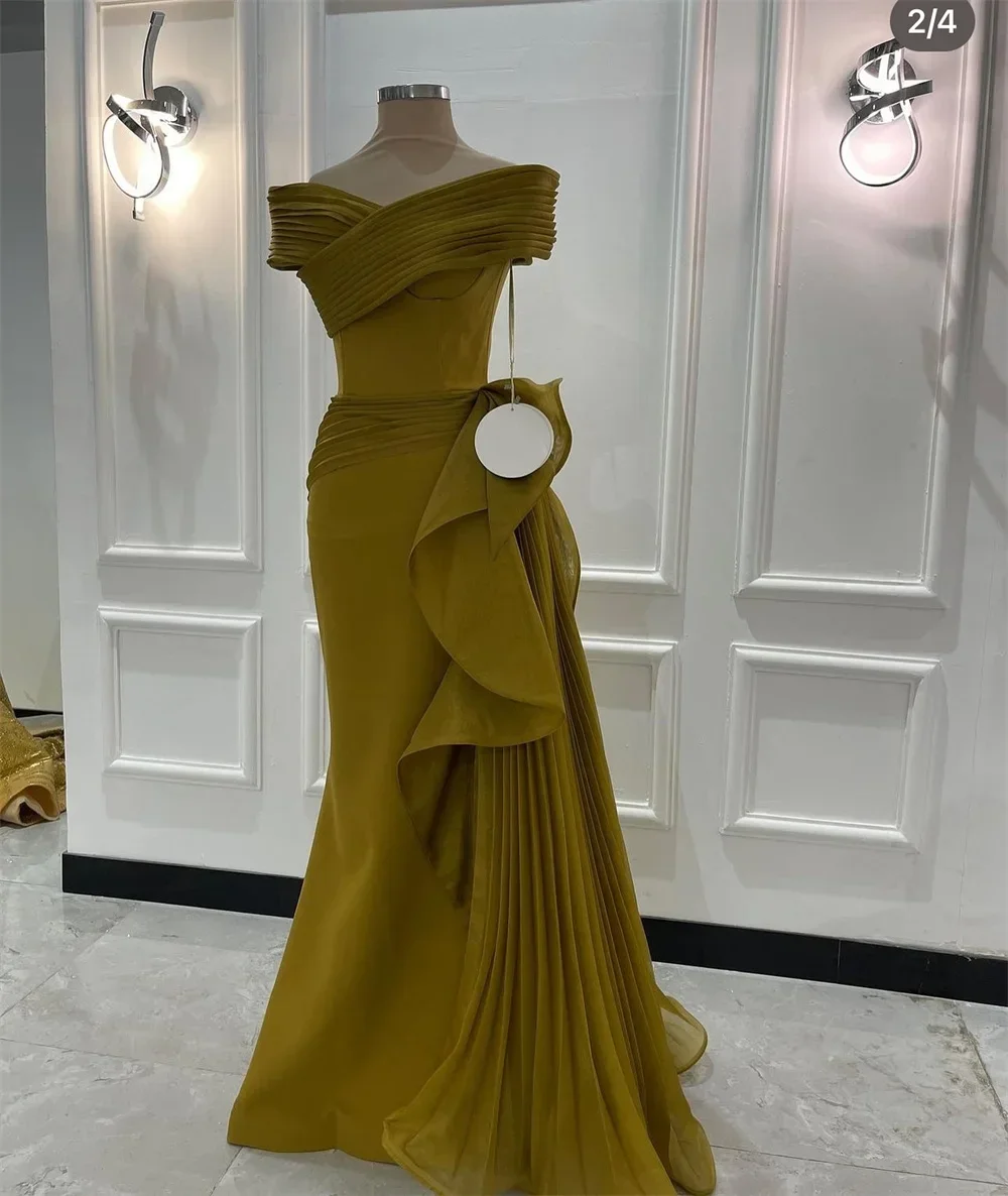 Prom Dress Formal Saudi Arabia Dearin Off-the-shoulder A-line Floor Length Skirts Ruffle Bespoke Occasion Dresses Evening Gown