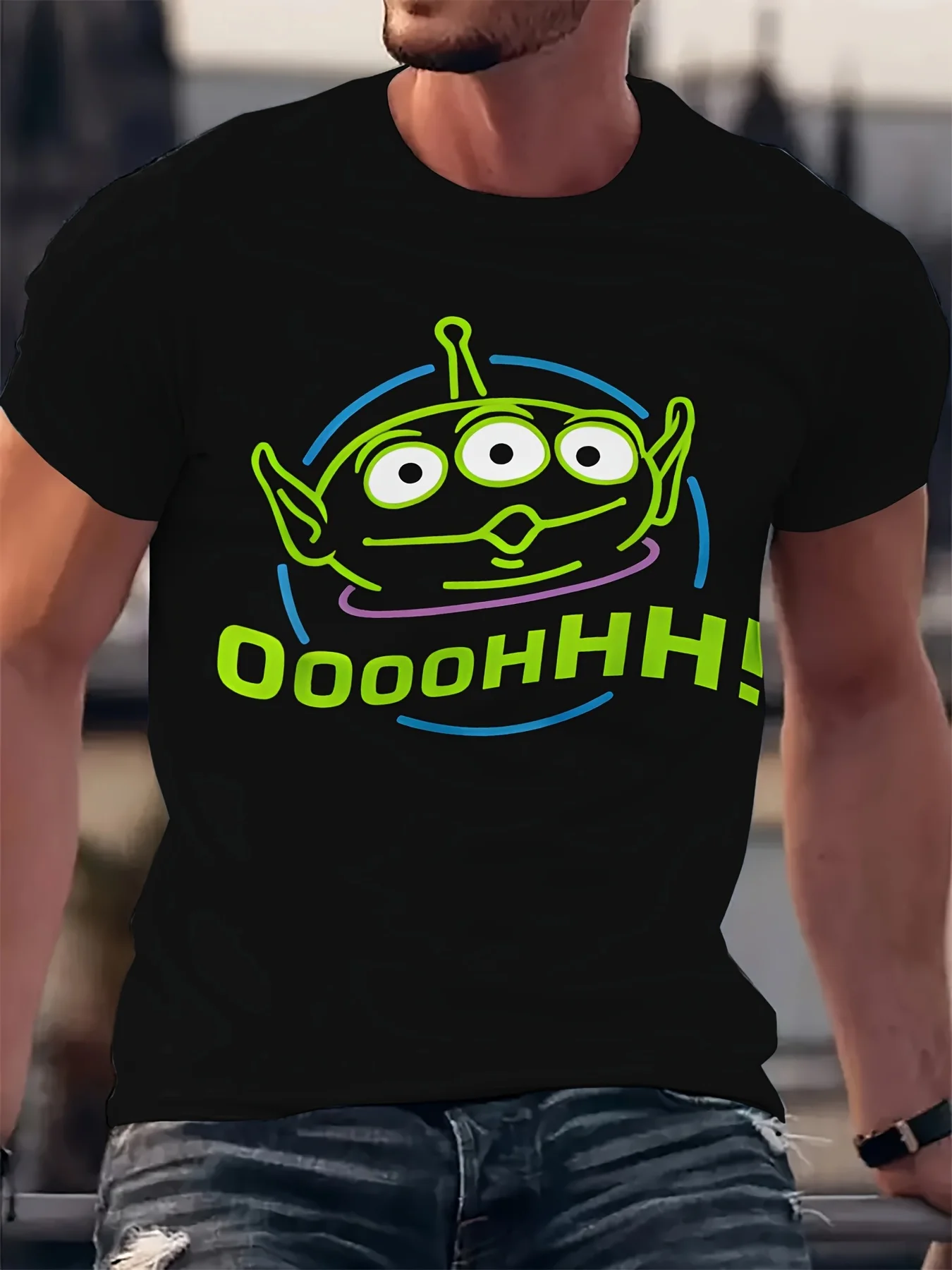 

Funny "OOOH!" Toy Story Green Alien Face T-Shirt 100% Cotton O-Neck Short Sleeve Summer Casual Mens T-shirt Streetwear