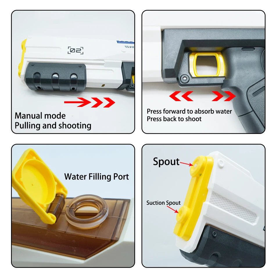 Pistolet na wodę do zabawy elektryczny rozpina wysokociśnieniowy pistolety zabawkowe dziecięcy z dużą energią ładowania wody