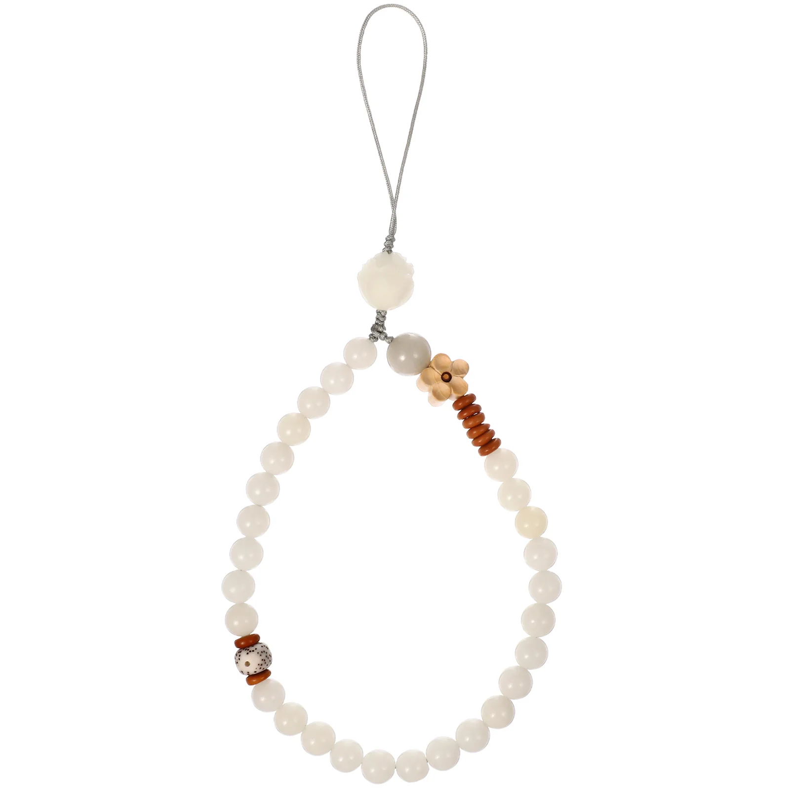 

White Jade Bodhi Lanyard Exquisite for Phone Delicate Straps Mobile Chain Wooden Hanging Cord Phones