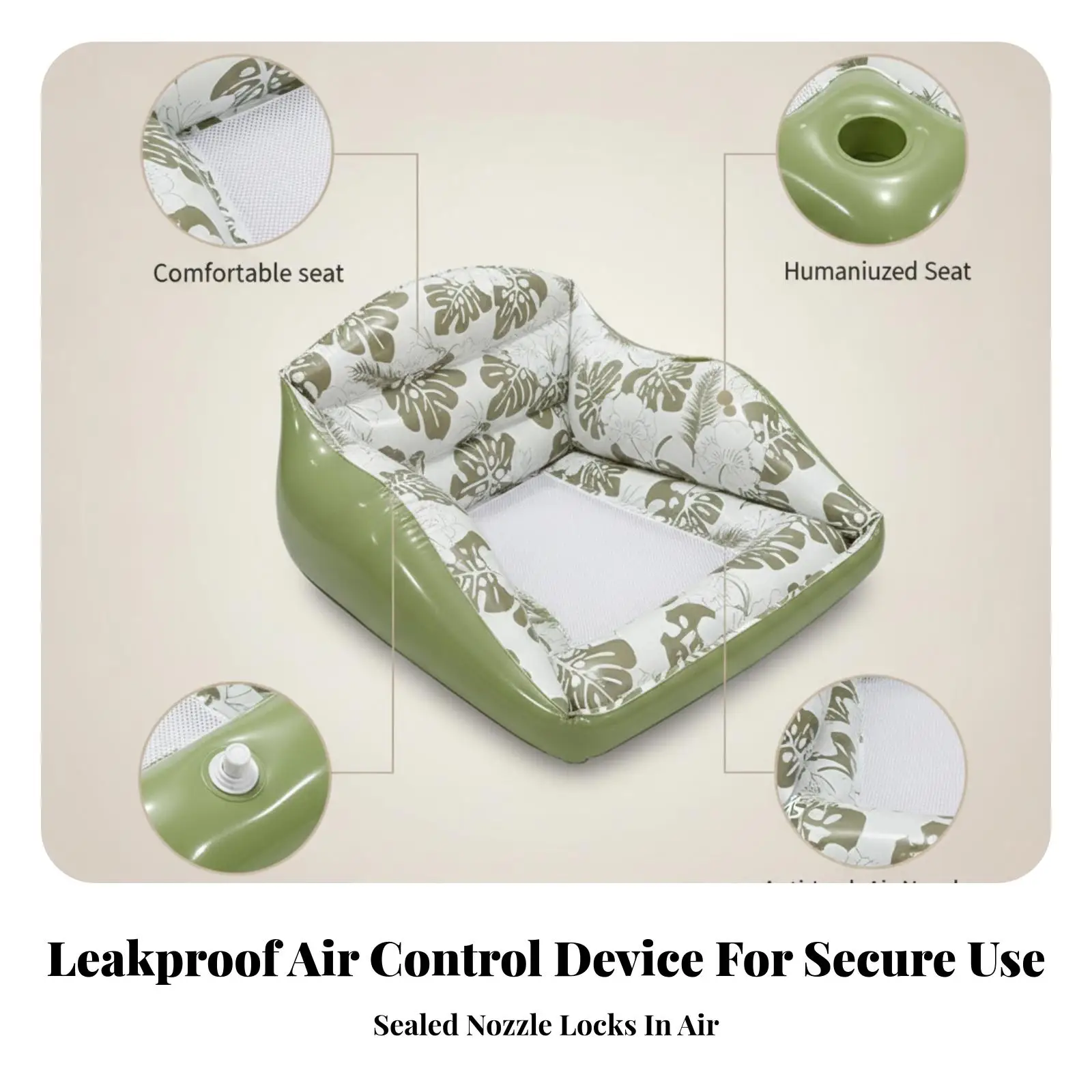 Leak-resistantLeak Inflatable Water Sofa Buoyant Seat Backrest Comfort