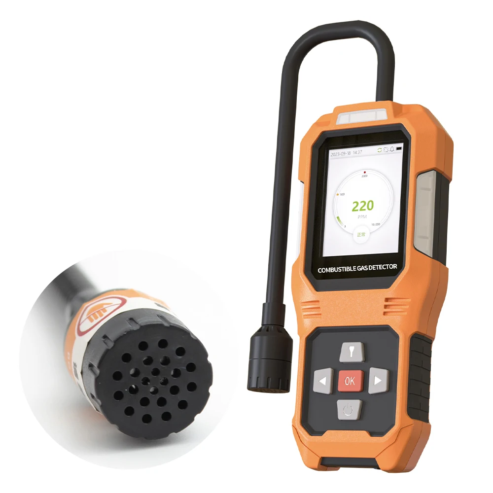 Analisador de gás AIKESI JLY-CP100 com detector de gás combustível portátil automotivo inteligente localização de vazamento de gás alarme de som e luz