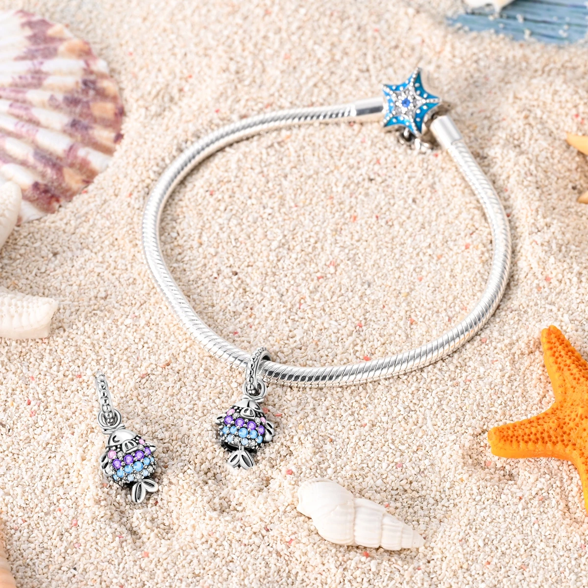 Ocean Series Charms Silver Plated Turtle Starfish Octopus Charms Beads Pendants Fit Original Bracelet DIY Jewelry Making