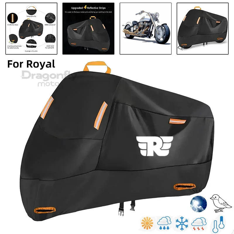 

Royal Logo Motorcycle Cover Waterproof Outdoor Scooter UV Protector Rain Cover For Royal Enfield Bullet/Meteor/Classic 350 500 I