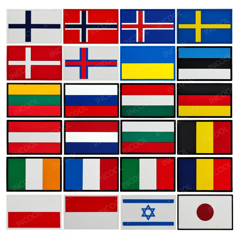 UK France Germany Kazakhstan Russia Italy Spain Australia Poland Bulgaria Ukraine Estonia Brazil Israel PVC Rubber Flag Patches