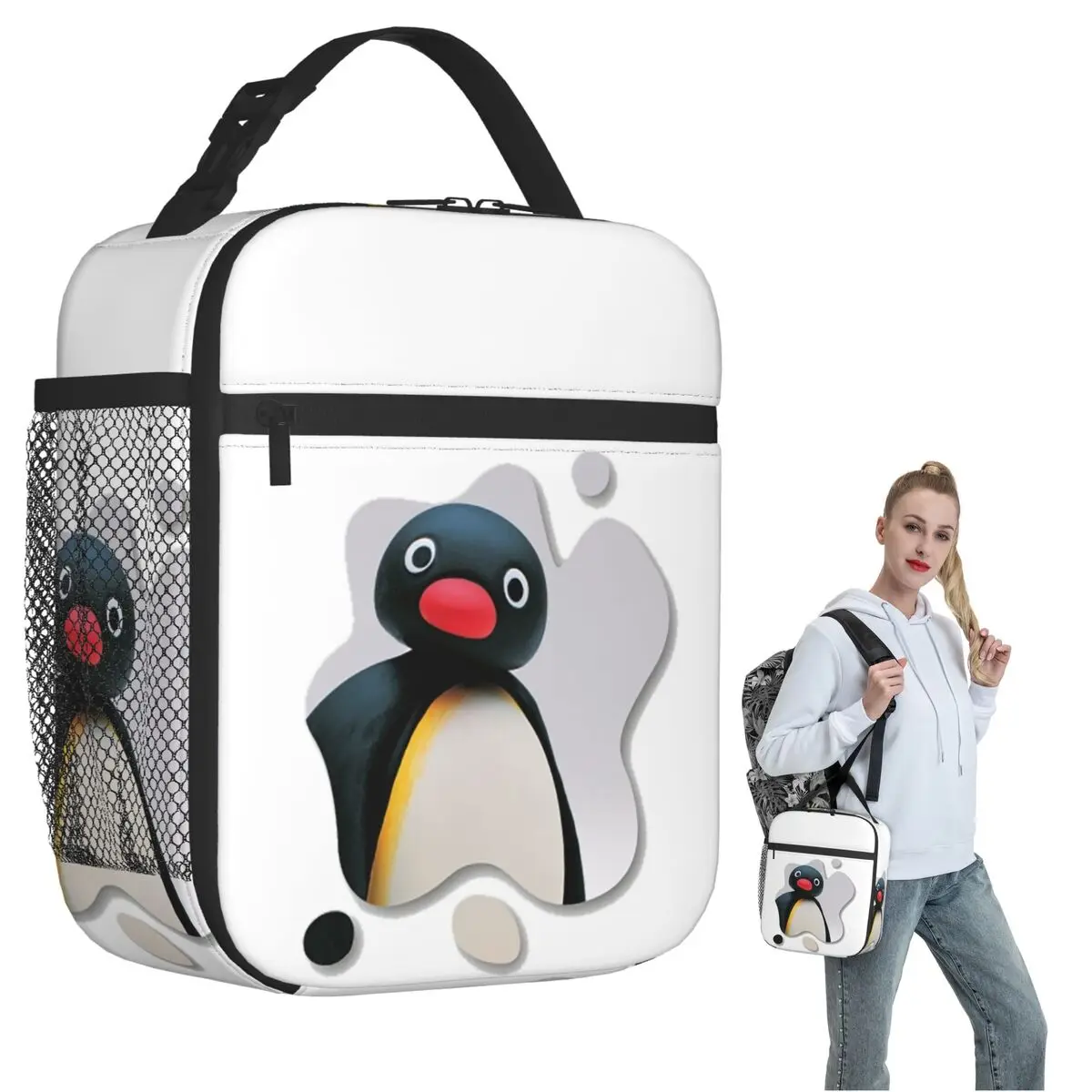 Pingu Pinga Penguin Tv Insulated Lunch Bag for Women Children Leakproof Food Boxes Thermal Lunch Box Tote