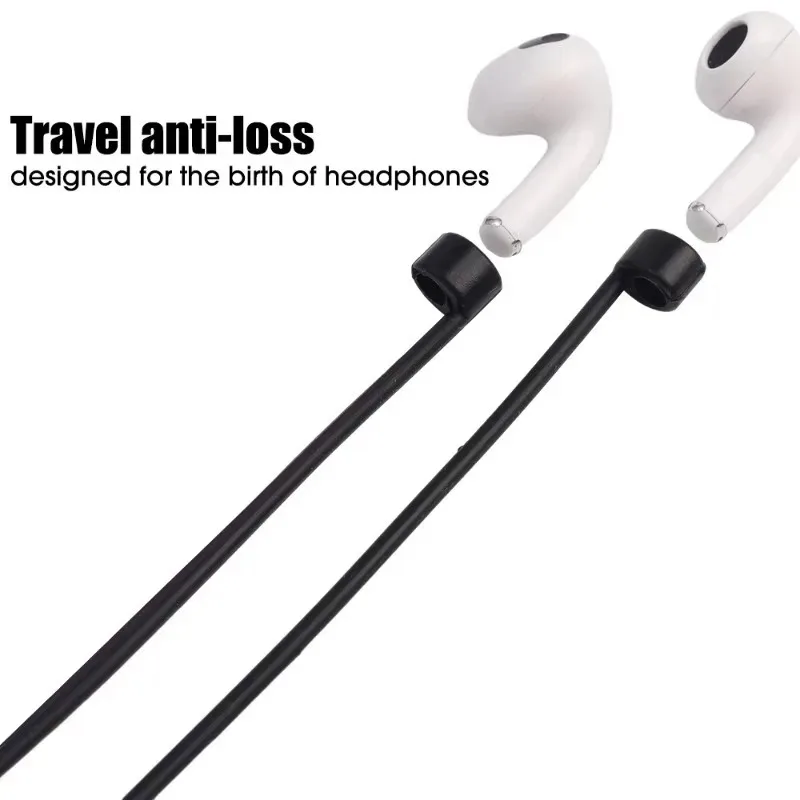 55/70CM ソフトシリコン紛失防止ロープ Bluetoothイヤホン ネックストラップ AirPods Pro、Samsung Galaxy Buds対応 落下防止ランヤード