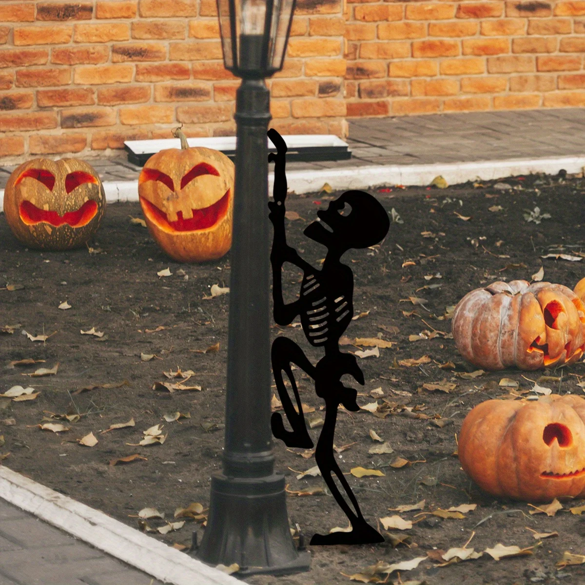 Spooky Halloween Metal Skull Stakes Set Creepy Autumn Yard Decor Outdoor Lawn Garden No Feathers Decor