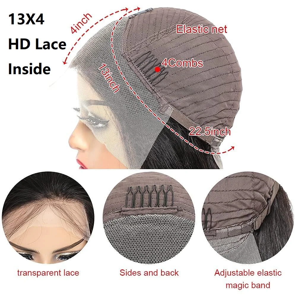 HDストレート ウェアアンドゴー グルーレスウィッグ 人毛 生え際処理済み カット済み 13x4 レースフロントウィッグ 女性用 ストレート人毛 グルーレス