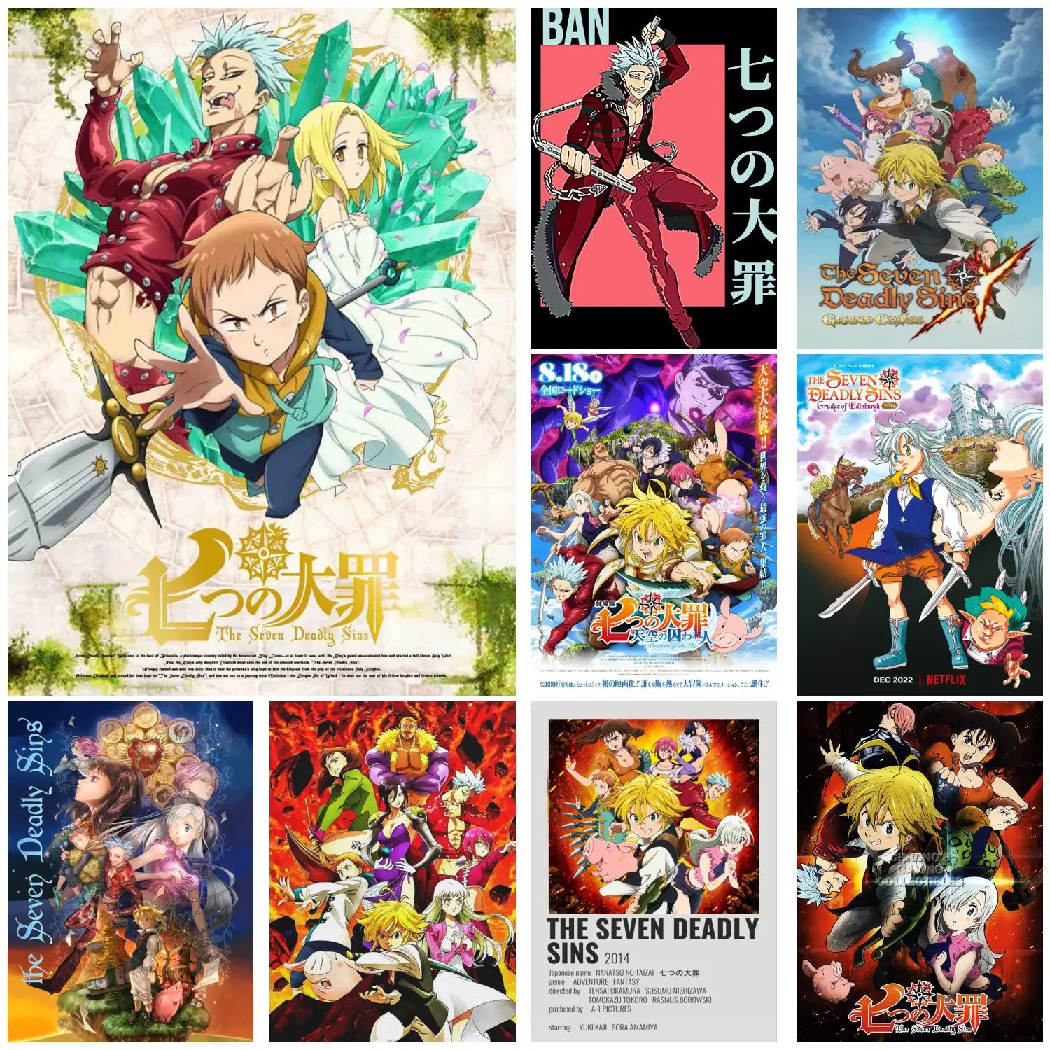 

The Seven Deadly Sins Anime Video Game Canvas Art Poster and Wall Art Picture Print Modern Family bedroom Decor Posters