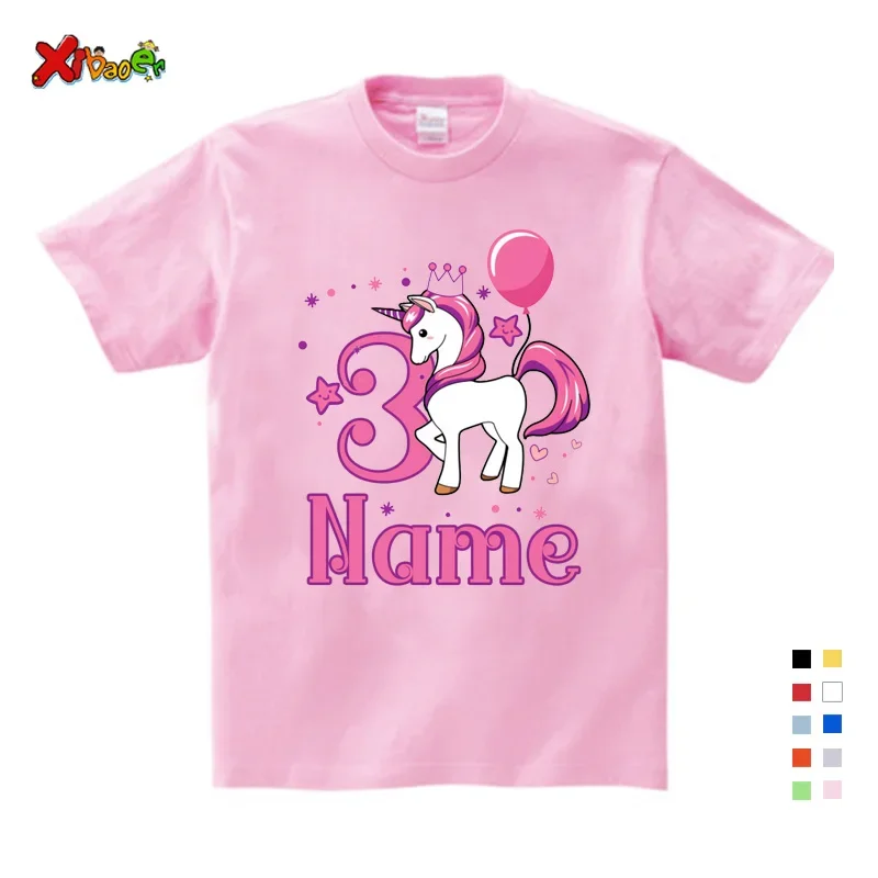 Girls Clothes Custom Name Girl Birthday T Shirt Children's T-Shirt  Kids Shirt Child Baby Toddler Unicorn Party Tee Top Clothing