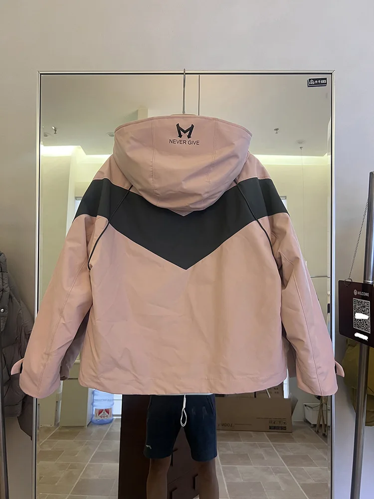 韓国風ファッションワークウェアカジュアル万能ホワイトダックダウンジャケットトレンドレディース冬新作フード付きダウンジャケット