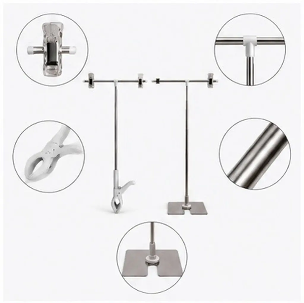 2Pcs Premium Rustproof Stainless Steel Poster Display Stand T-Shape Adjustable Height Clip Holder for Banners Price Tags Signs