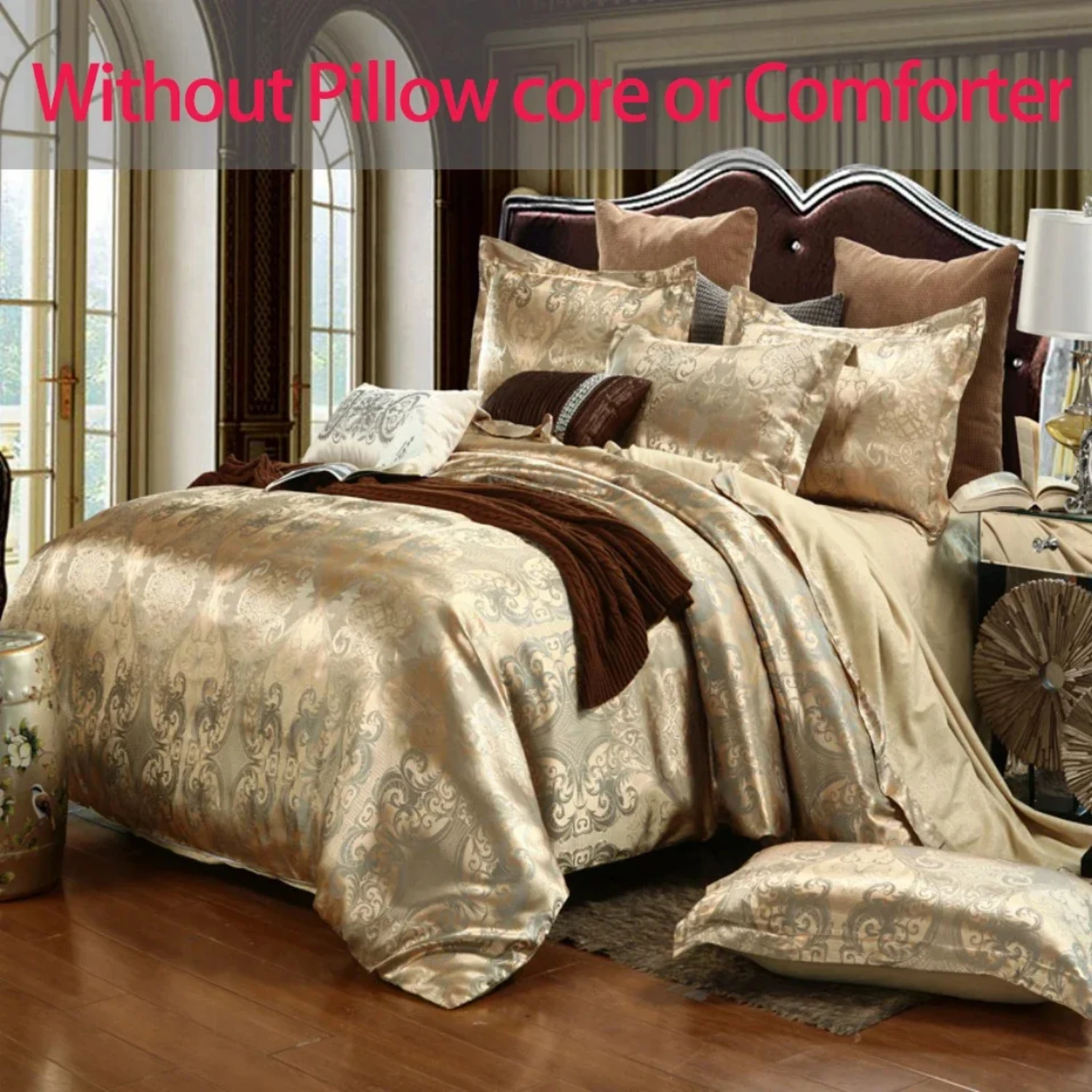 Upgrade your bedding with this sumptuous and chic gold floral jacquard duvet cover set. Add a touch of glamour and elegance to y