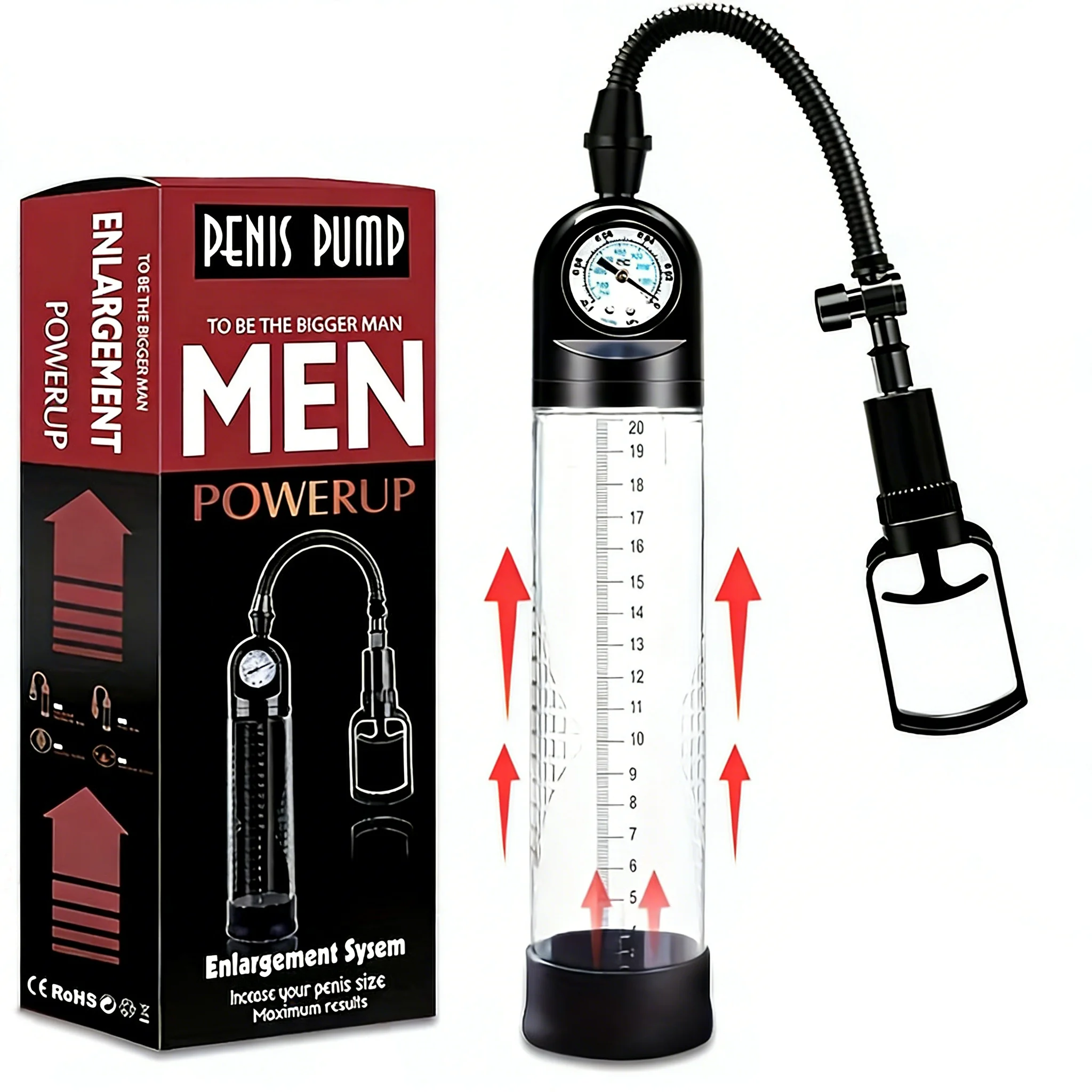 Male Manual Penis Pump Penis Enlarger Negative Pressure Vacuum Pump Big Dick Erection Enhancement Trainer Equipment  Toy