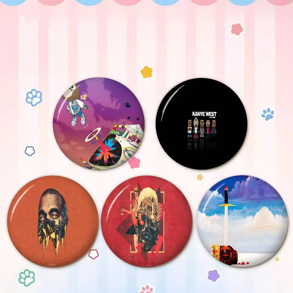 K-Kanye W-West Singer 58mm Cute Series Pins Funny Badge Interesting Cartoon Animals Brooches Backpack Clothes Gift Accessory
