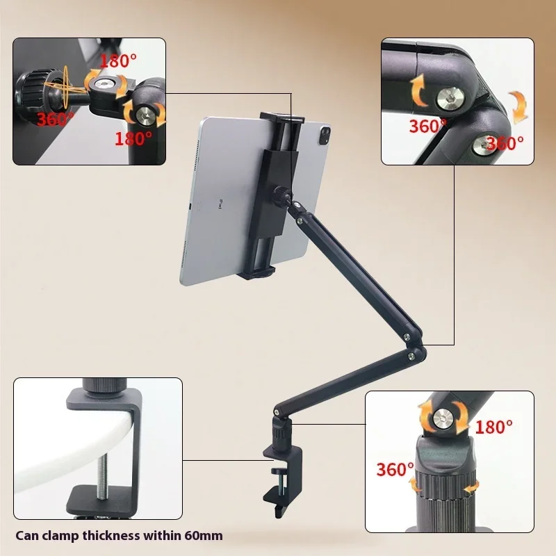 

Portable Tablet Holder Support Holder Folding Arm Phone Stand Adjustable Rotating Lazy Clamp Bracket for iPad 17.3 inch Tablet