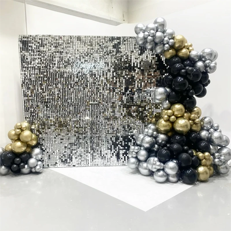 

120x180cm/4Ftx6Ft Glitter Sequins Wall Backdrop 24Pcs Shiny Panels for 90*240cm Wedding Birthday Christmas Party Backdrops