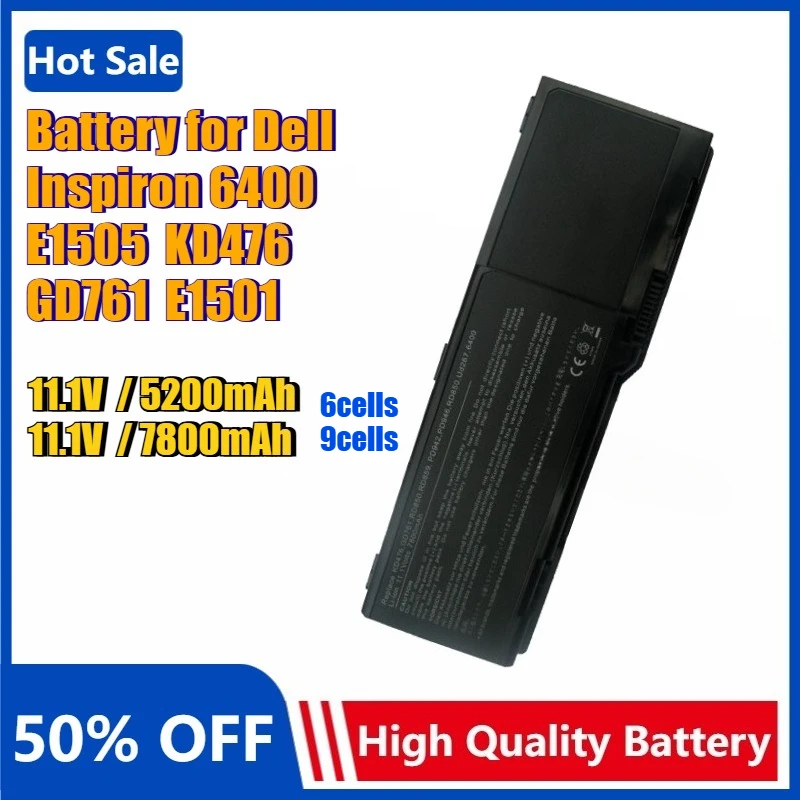 

6/9Cells KD476 GD761 Laptop Battery for Dell Inspiron 6400 1501 E1505 E1501 for Latitude 131L for Vostro 1000 HK421 Bateria11.1v