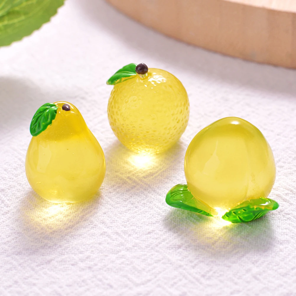

20Pcs Luminous Mini Resin Fruits Artificial Fruit Ornament for DIY Crafts Scene Layout Photography Props Mini Resin Fruits