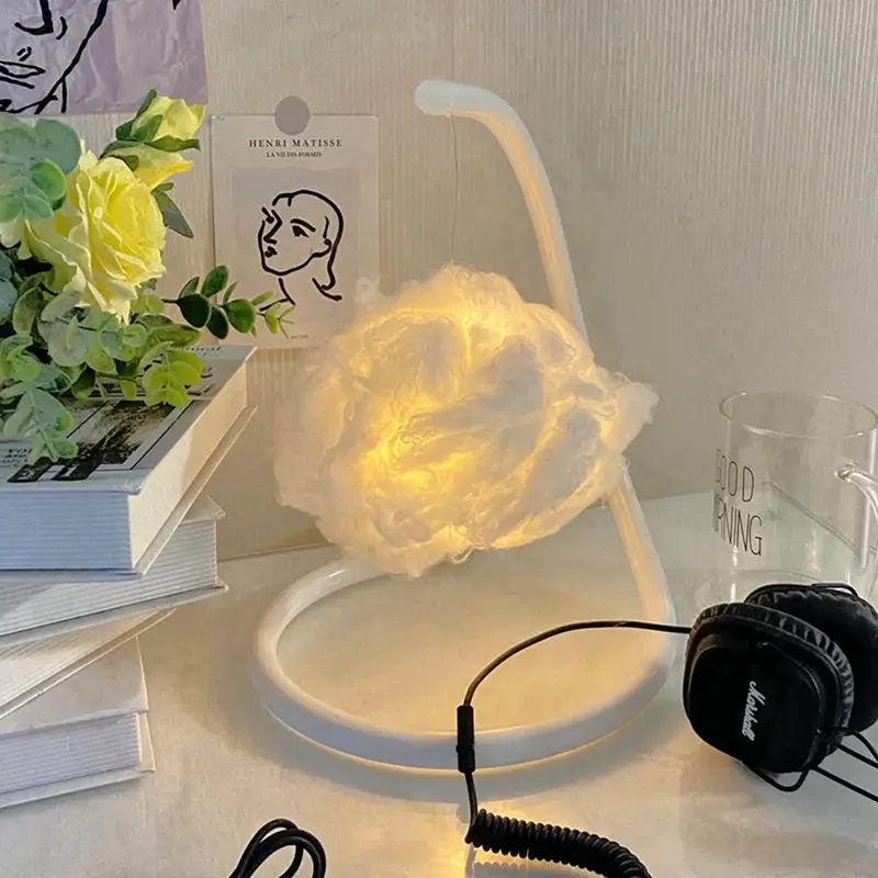 Bring a Sense of Tranquility to Your Bedroom with the Cloud and Mist Creative Photo Bedside Lamp - Perfect for Nighttime Reading