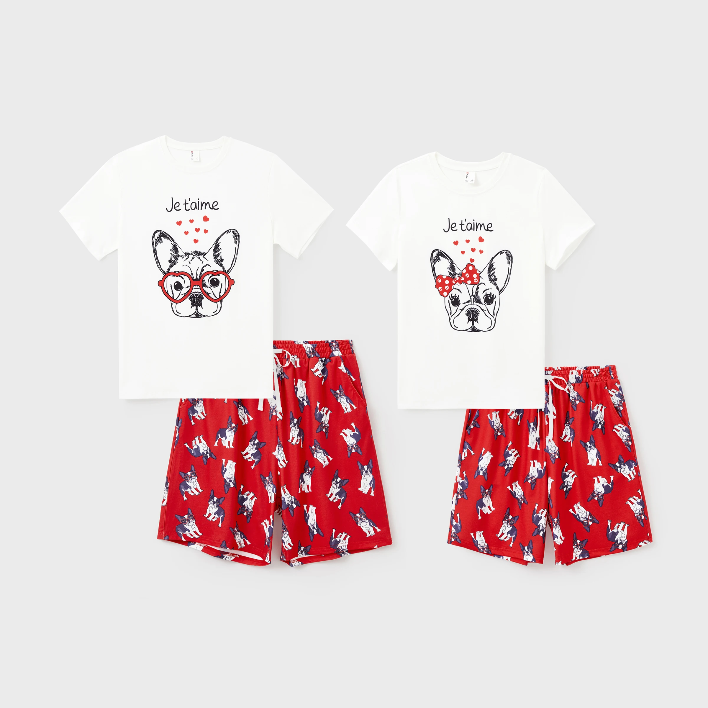 PatPat Family Matching Dog Patterned Short-sleeve Couple Pajama Set